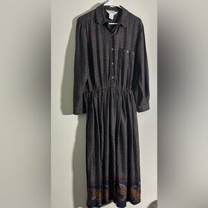 Vintage Land’s End Navy Patterned Dress
